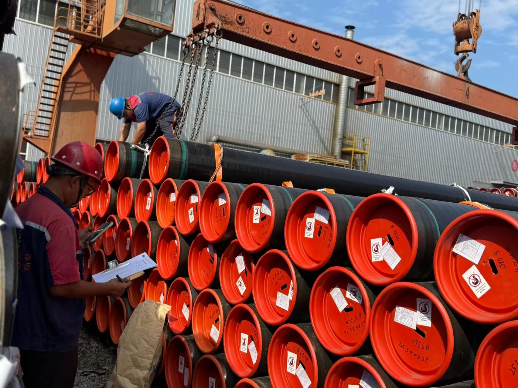 Pipe bundles checked and marked in the workshop bay